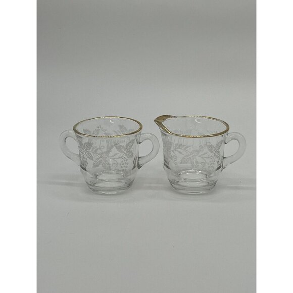 Vintage Bartlett Collins Frosted Grapes Cream & Sugar Set W/Gold Rim - Picture 2 of 6